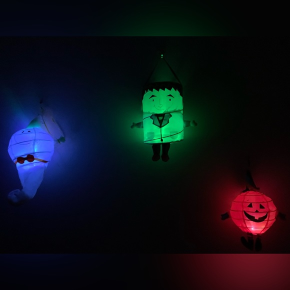 Halloween Hanging Ghost, Frankenstein and Pumpkin Light Up Decor,Set of 3 - Picture 5 of 13